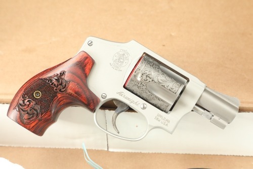 Smith & Wesson 2020s S&W Altamont Exclusive “The American Scroll” Engraved Limited Edition 1 of 300 Model 642-2 Airweight .38 Special 1 ⅞” Double Action Snub Nose Revolver 2021