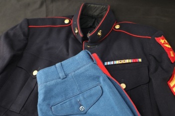 USMC Marine US Post-WW2 Badged Dress Blue Tunic W/ Breeches Uniform