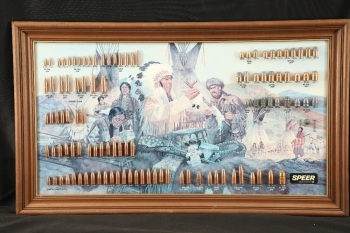 Vintage 1980s Speer Omark Industries “The Potlatch” 24” x 14” Bullet Cartridge Display Board