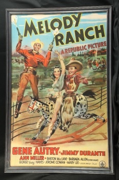 Vintage 1940s Gene Autry “Melody Ranch” Musical Western Film 40” x 28” Framed Movie Poster