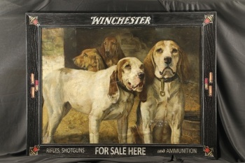 Vintage 1907 Winchester Henry R. Poore “Bear Dogs” Framed Advertising Print Original Rare