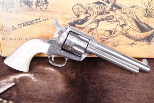 Italian Made 2010s Uberti Stoeger 1873 SAA “Cattleman” Engraved .45 LC 5 ½” Single Action Revolver & Box 2012