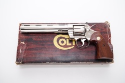 Colt 1980s Python I3681 .357 Magnum 8” SA/DA Nickel Revolver & Box 1980 NO CA - 2