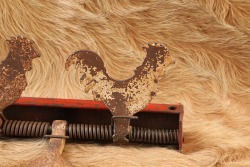 Antique Early 1900s Cast Iron Spring Loaded Two Roosters Carnival Shooting Gallery Target - 4