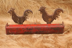 Antique Early 1900s Cast Iron Spring Loaded Two Roosters Carnival Shooting Gallery Target - 18