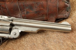 Antique Smith & Wesson Commercial 3rd Model Russian .44 6.5&Prime; Nickel Revolver W/ Old West Holster Rig - 5