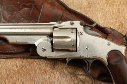 Antique Smith & Wesson Commercial 3rd Model Russian .44 6.5&Prime; Nickel Revolver W/ Old West Holster Rig - 9
