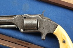 Factory Engraved Antique US Civil War Era Smith & Wesson Model 2 Old Army .32 RF 6&rdquo; Tip-up Revolver - 8