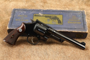Smith & Wesson S&W The .357 Registered Magnum 1937 6.5&rdquo; Blued DA Revolver w/ Box & Letter