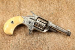 Factory Engraved Antique Colt Etched Panel Nickel New Line .22 RF 2.25&rdquo; 7-Shot Pocket Revolver 1876