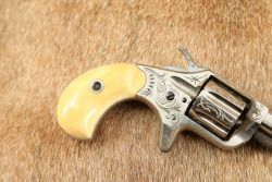 Factory Engraved Antique Colt Etched Panel Nickel New Line .22 RF 2.25&rdquo; 7-Shot Pocket Revolver 1876 - 2