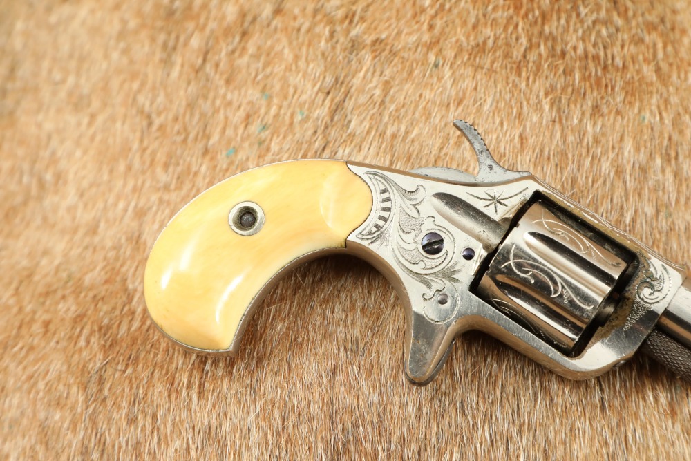 Factory Engraved Antique Colt Etched Panel Nickel New Line .22 RF