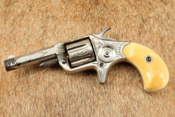 Factory Engraved Antique Colt Etched Panel Nickel New Line .22 RF 2.25&rdquo; 7-Shot Pocket Revolver 1876 - 4