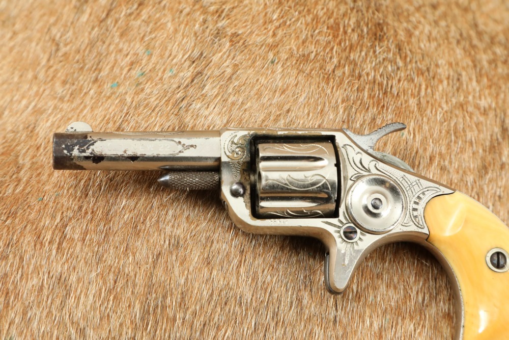 Factory Engraved Antique Colt Etched Panel Nickel New Line .22 RF