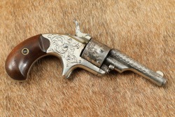 Colt 1871&ndash;1877 Nickel & Engraved Open Top Pocket Model .22 Rimfire 2.5&rdquo; Revolver Antique