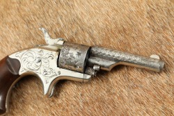 Colt 1871&ndash;1877 Nickel & Engraved Open Top Pocket Model .22 Rimfire 2.5&rdquo; Revolver Antique - 3