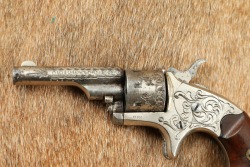 Colt 1871&ndash;1877 Nickel & Engraved Open Top Pocket Model .22 Rimfire 2.5&rdquo; Revolver Antique - 5