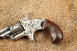 Colt 1871&ndash;1877 Nickel & Engraved Open Top Pocket Model .22 Rimfire 2.5&rdquo; Revolver Antique - 6