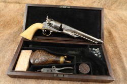 Cased Civil War Era Engraved Colt 1860 Army .44 Cal Percussion Revolver & Case 1862 Antique - 2
