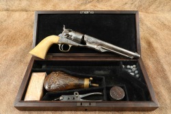 Cased Civil War Era Engraved Colt 1860 Army .44 Cal Percussion Revolver & Case 1862 Antique - 3