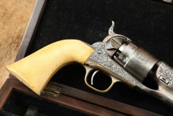 Cased Civil War Era Engraved Colt 1860 Army .44 Cal Percussion Revolver & Case 1862 Antique - 4