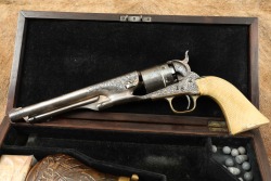 Cased Civil War Era Engraved Colt 1860 Army .44 Cal Percussion Revolver & Case 1862 Antique - 7