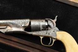 Cased Civil War Era Engraved Colt 1860 Army .44 Cal Percussion Revolver & Case 1862 Antique - 9