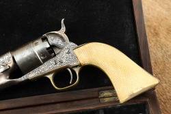 Cased Civil War Era Engraved Colt 1860 Army .44 Cal Percussion Revolver & Case 1862 Antique - 10