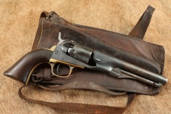 Civil War Era 1861 Colt Navy .36 Cal Percussion Cap & Ball Revolver & Holster 1863 Antique - 24
