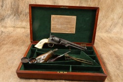Cased Civil War-Era Colt Model 1851 Navy .36 Cal Percussion Revolver w/ Pearl 1863 Antique - 2