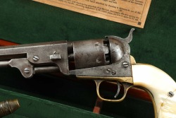 Cased Civil War-Era Colt Model 1851 Navy .36 Cal Percussion Revolver w/ Pearl 1863 Antique - 10