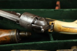 Cased Civil War-Era Colt Model 1851 Navy .36 Cal Percussion Revolver w/ Pearl 1863 Antique - 19