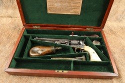 Cased Civil War-Era Colt Model 1851 Navy .36 Cal Percussion Revolver w/ Pearl 1863 Antique - 26