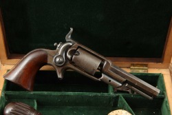 Colt Model 1855 Root Sidehammer Model 2 .28 Caliber Single Action Revolver & Fitted Case 1860 Antique