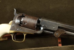 Cased Colt Model 1851 Navy .36 Cal Percussion Cap & Ball Revolver w/ Ivory 1861 Antique - 4
