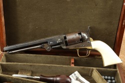 Cased Colt Model 1851 Navy .36 Cal Percussion Cap & Ball Revolver w/ Ivory 1861 Antique - 6
