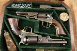 Cased Manhattan Arms .36 Cal Navy & Colt Model 1849 Pocket .31 Cal Percussion Cap & Ball Revolvers Antique