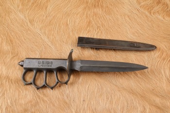 US Army USMC Marine WW1 WW2 LF&C M-1918 Mk. 1 Trench Fighting Knuckle Knife & Sheath