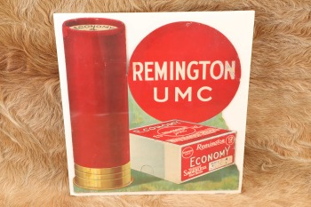 Vintage 1920s Remington UMC &ldquo;ECONOMY 4&rdquo; 12 Gauge Shotshells Die Cut Cardboard Advertising Poster
