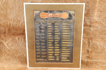 Vintage 1920s Remington UMC &ldquo;POPULAR KLEANBORE CARTRIDGES&rdquo; Dog Bone Bullet Board Advertising Poster
