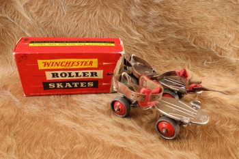 Vintage 1950s Winchester Model No. 3536 Boy&rsquo;s Clamp-On Metal Roller Skates In Original Box