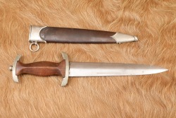 German WW2 Dress Dagger & Scabbard SA Early &ldquo;Ground R&ouml;hm&rdquo; Inscription - 16