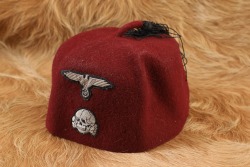 German WW2 Waffen-SS Badged Muslim Volunteer Red Felt Dress Cap Fez - 2