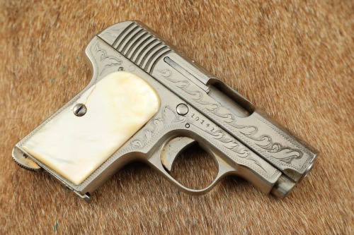 Factory Engraved, Nickel & Pearl Spanish Errasti “Ruby” 7.65mm .32