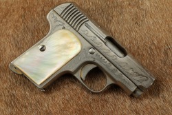 Factory Engraved, Nickel & Pearl Spanish Errasti &ldquo;Ruby&rdquo; 7.65mm .32 ACP 2.5&rdquo; Semi-Auto Pistol C&R - 2