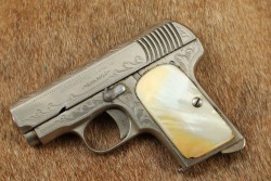 Factory Engraved, Nickel & Pearl Spanish Errasti &ldquo;Ruby&rdquo; 7.65mm .32 ACP 2.5&rdquo; Semi-Auto Pistol C&R - 6
