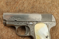 Factory Engraved, Nickel & Pearl Spanish Errasti &ldquo;Ruby&rdquo; 7.65mm .32 ACP 2.5&rdquo; Semi-Auto Pistol C&R - 7