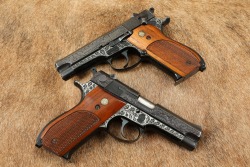 Consecutive Set Engraved Smith & Wesson S&W 39-2 9mm 4&Prime; Double Action Semi-Automatic Pistols w/ Letters C&R 1972