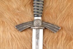 German WW2 Luftwaffe Officer 1st Model Dress Dagger & Scabbard W/ Hanger - 12