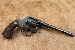 Colt Pre-WW2 New Service .45 Colt 7.5&rdquo; SA/DA Revolver, Deluxe Checkered Walnut Grips 1925 C&R